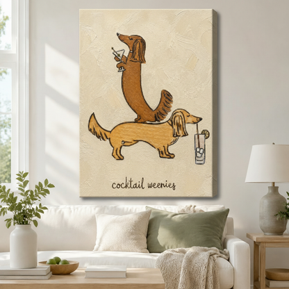 Cocktail Weenies Dachshund Canvas Wall Art