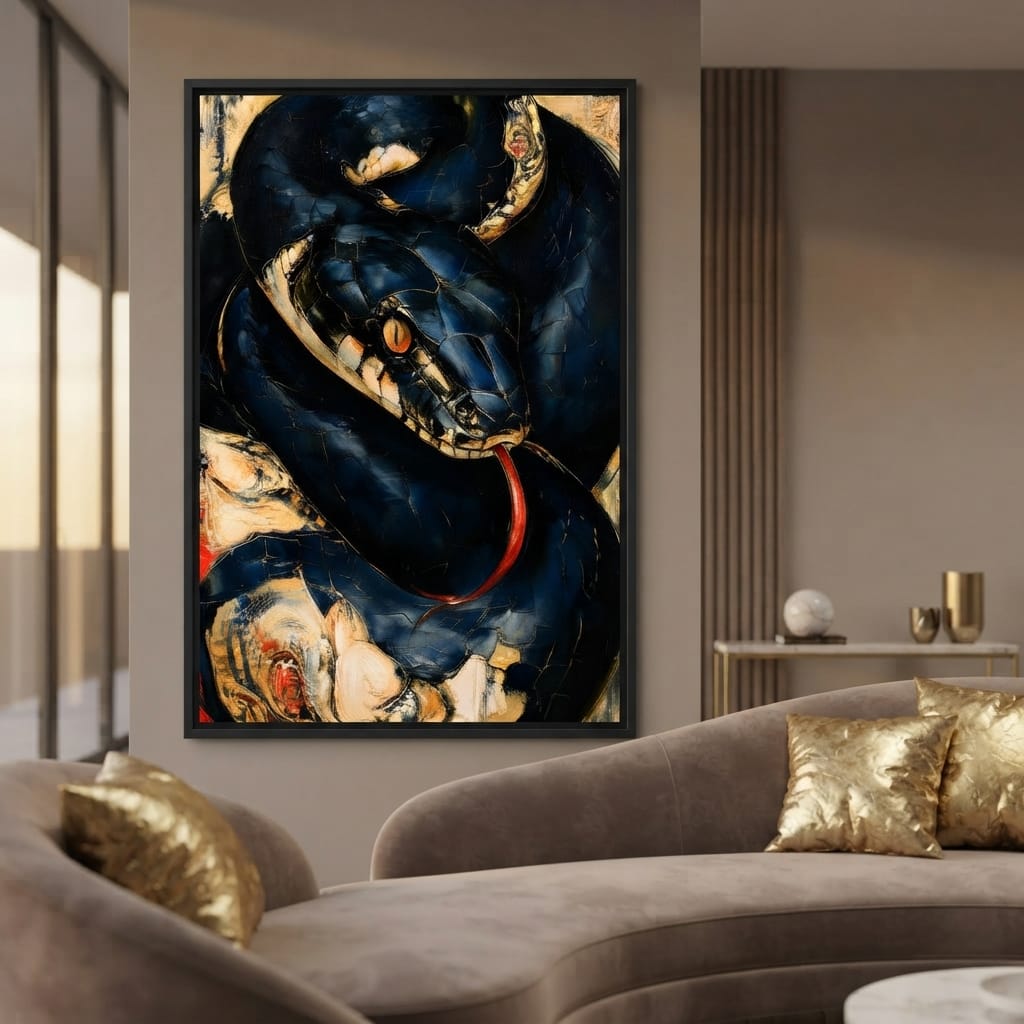 Coiled Ancient Predator Rising Canvas Wall Art