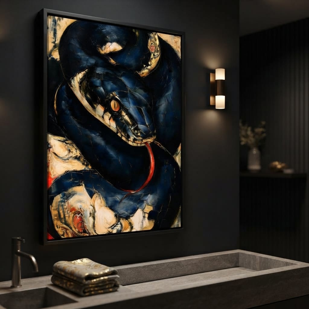 Coiled Ancient Predator Rising Canvas Wall Art
