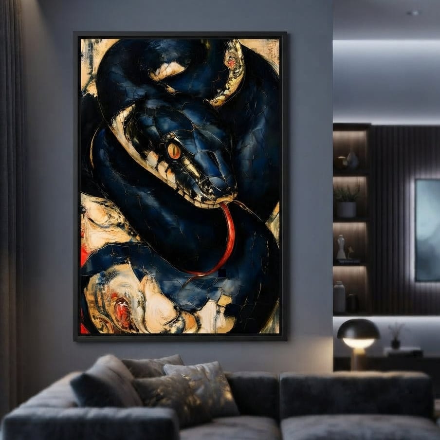 Coiled Ancient Predator Rising Canvas Wall Art
