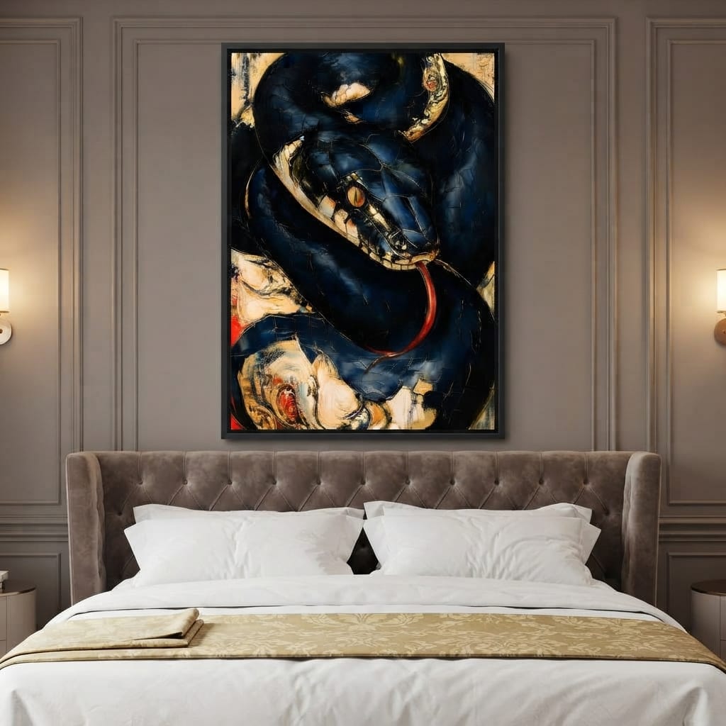Coiled Ancient Predator Rising Canvas Wall Art