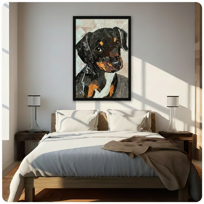Rottweiler Puppy Mosaic Collage Canvas Wall Art