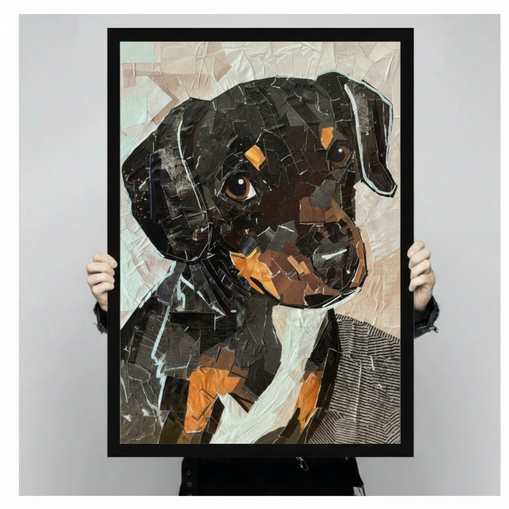 Rottweiler Puppy Mosaic Collage Canvas Wall Art