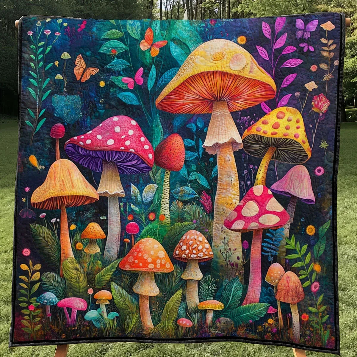 Color Mushroom Forest Quilt Blanket