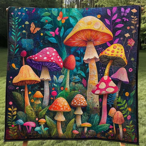 Color Mushroom Forest Quilt Blanket