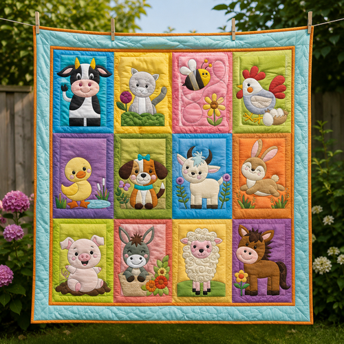 Colorful Animal Quilt Blanket - Quilted Blanket by Wild and Way