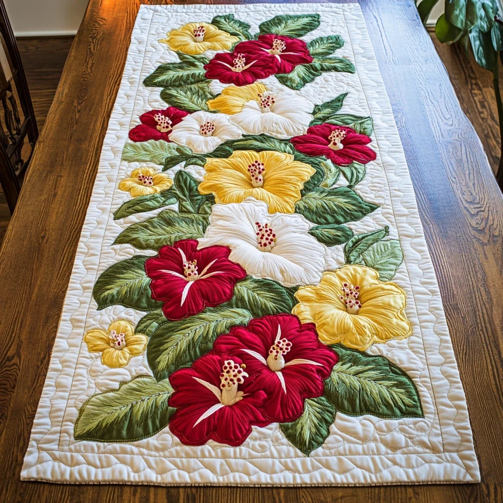 Colorful Blooms Quilted Table Runner