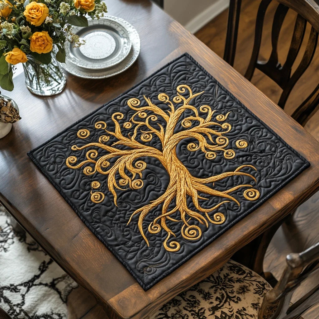Colorful Branches Quilted Table Topper