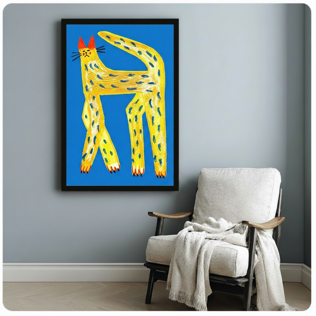 Bold Yellow Leopard Cat Pop Art Canvas Print Wall Art