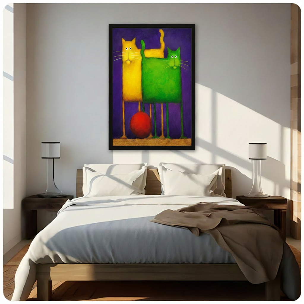 Colorful Cat Duo Bold Pop Art Canvas Wall Art