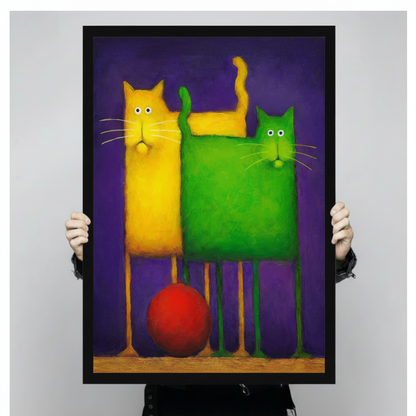 Colorful Cat Duo Bold Pop Art Canvas Wall Art