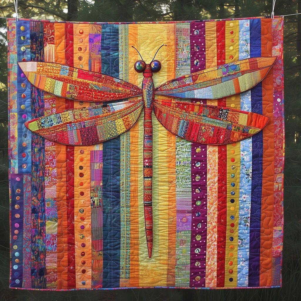 Colorful Dragonfly Quilt Blanket