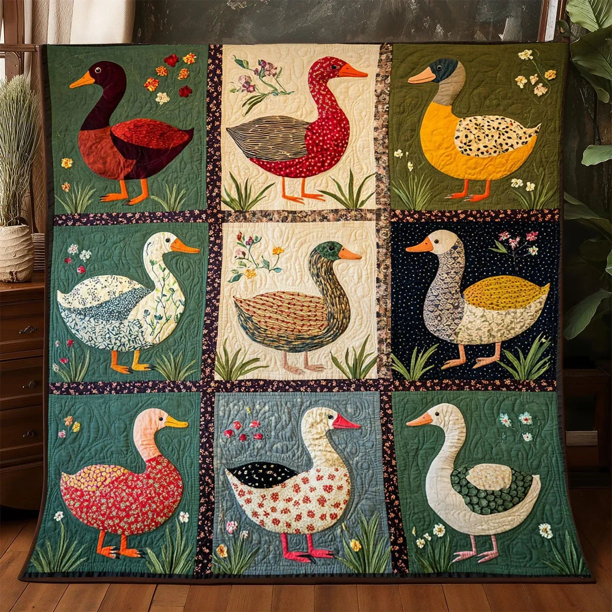 Colorful Duck Quilt Blanket