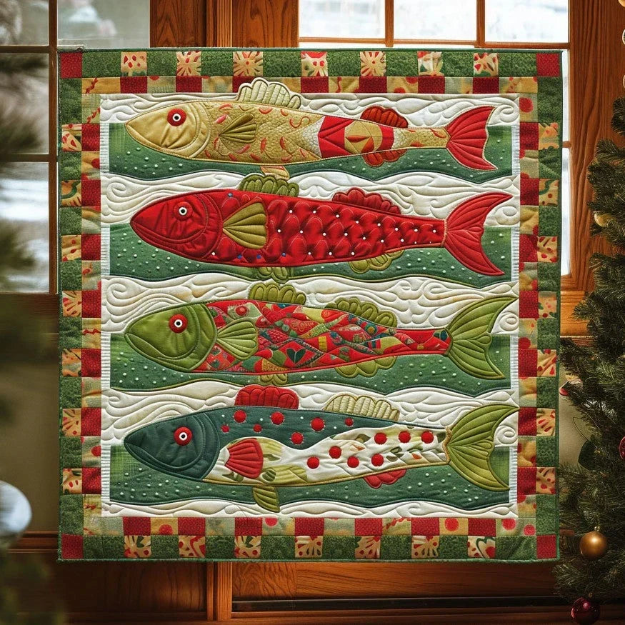 Colorful Fish Parade Quilt Blanket