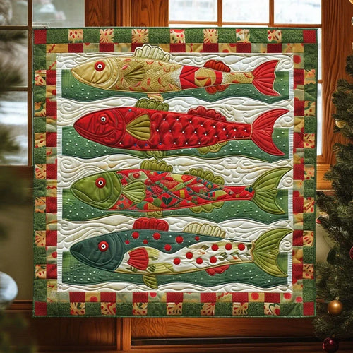 Colorful Fish Parade Quilt Blanket