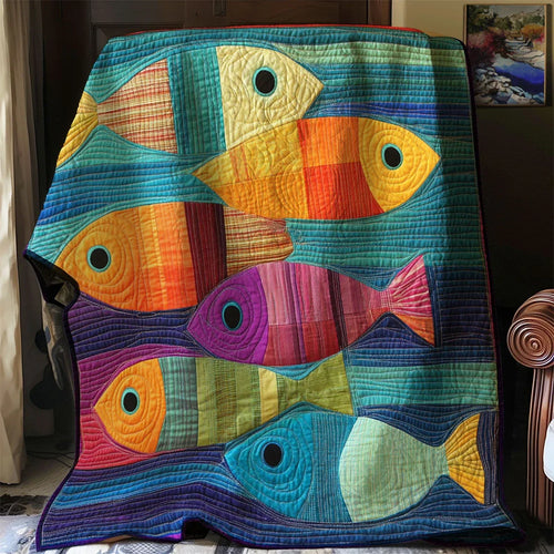 Colorful Fish Quilt Blanket