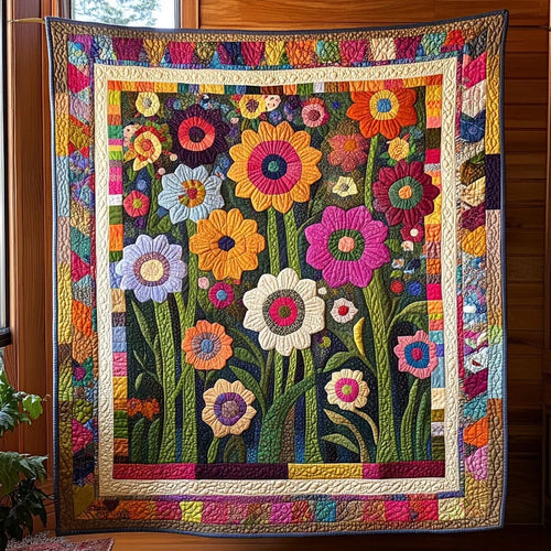 Colorful Flower Quilt Blanket