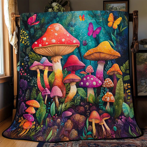 Colorful Mushroom Quilt Blanket