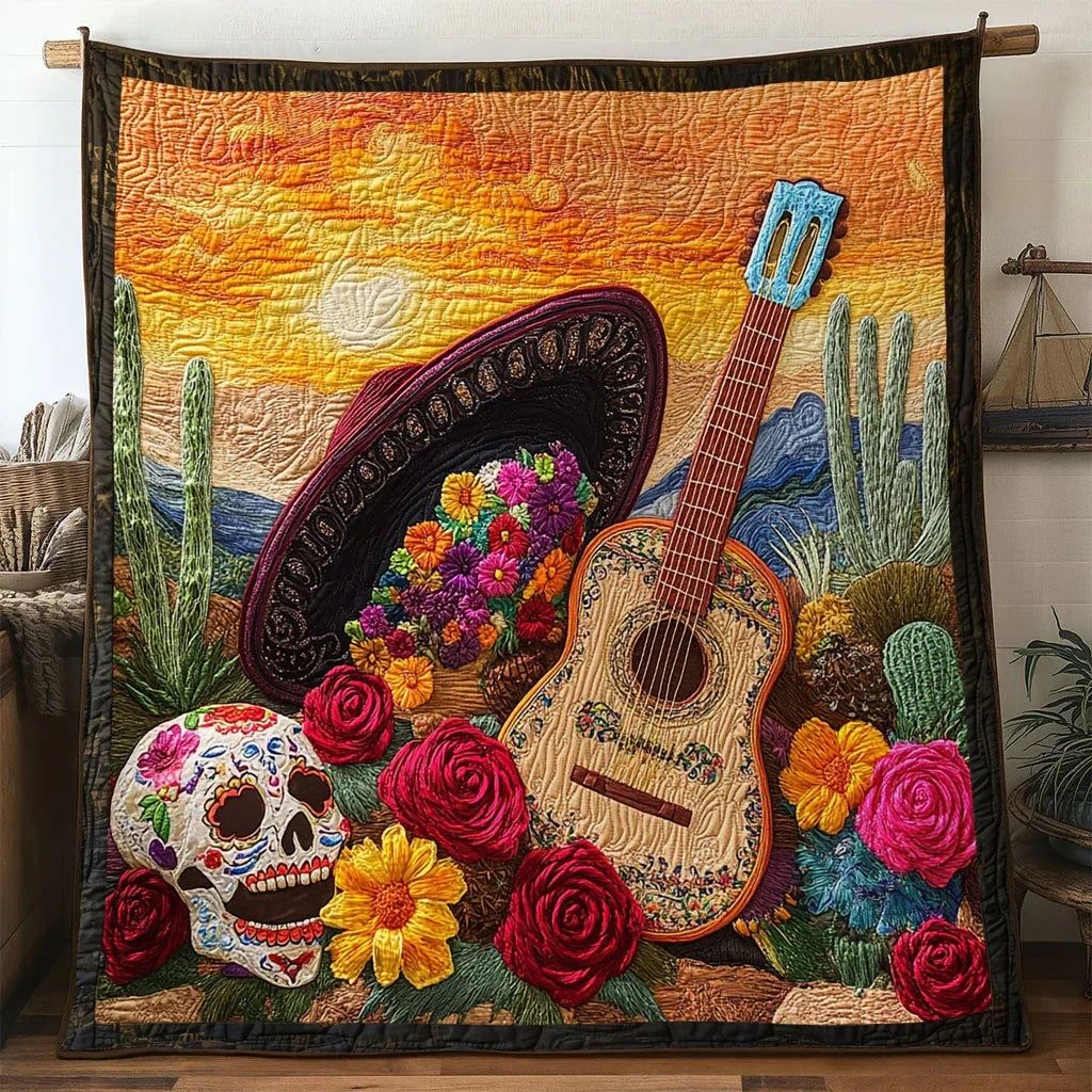 Colorful Spirit Guitar Quilt Blanket