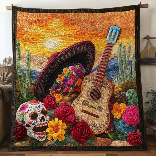 Colorful Spirit Guitar Quilt Blanket