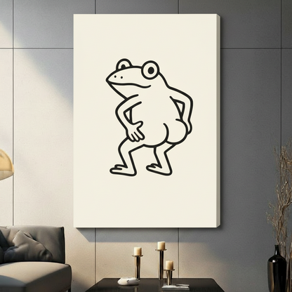 Confident Frog Minimalist Line Art Canvas Print