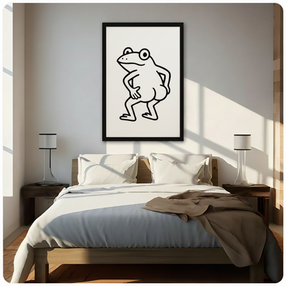 Confident Frog Minimalist Line Art Canvas Print