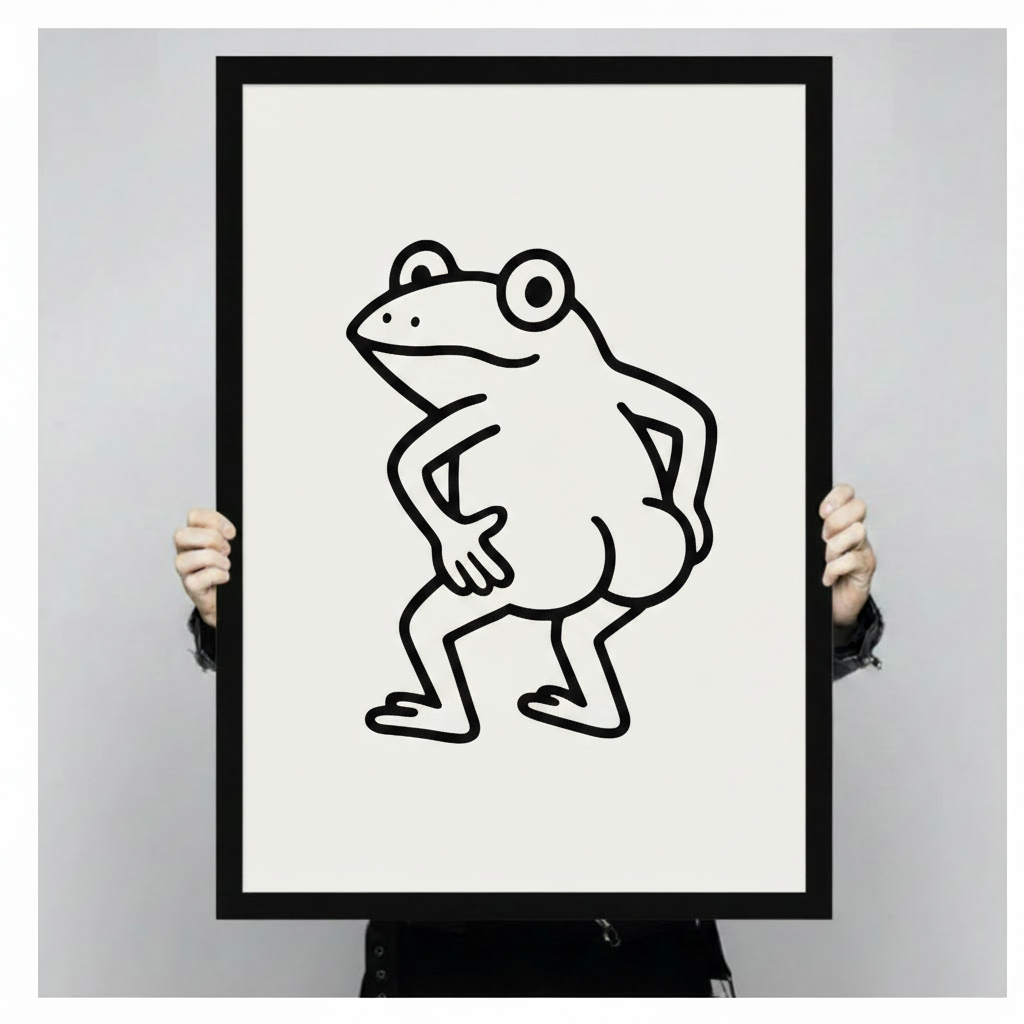 Confident Frog Minimalist Line Art Canvas Print