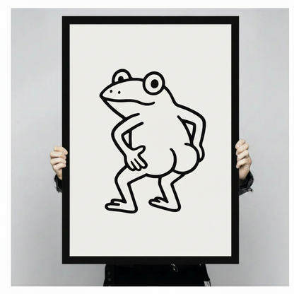 Confident Frog Minimalist Line Art Canvas Print