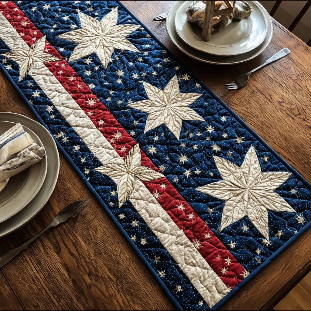 Constellation Stripe Quilted Table Runner