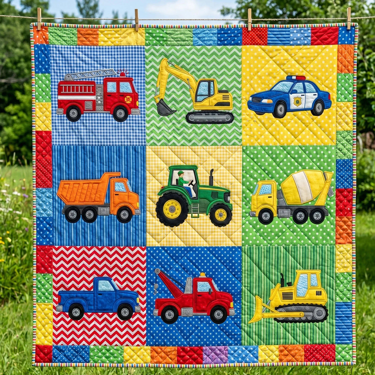 Construction Pals Quilt Blanket - Quilted Blanket by Wild and Way