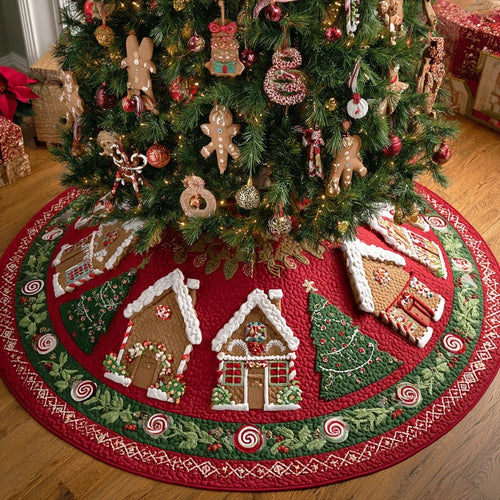 Cookie Village Christmas Quilted Tree Skirt