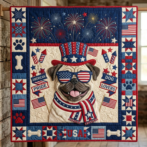 Cool American Pug Quilt Blanket