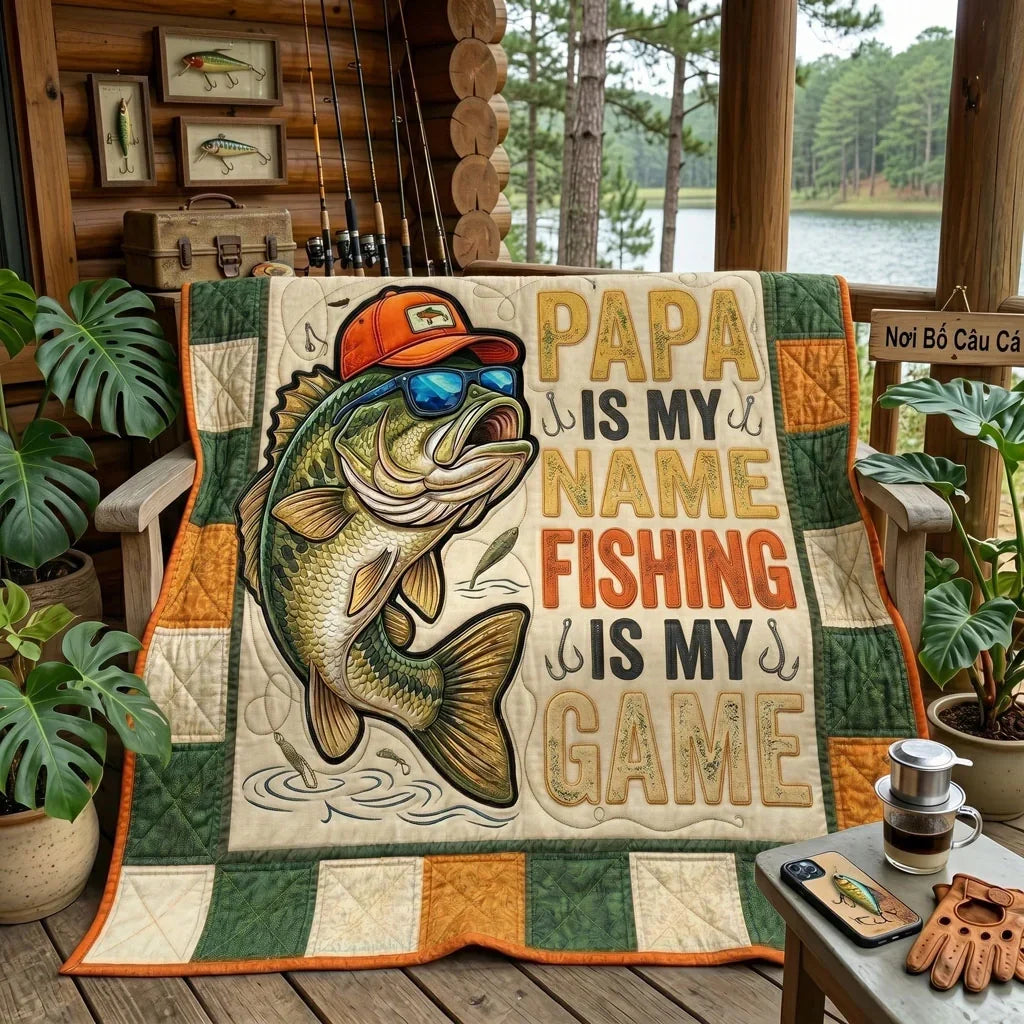 Cool Bass Papa Quilt Blanket