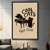 Cool Cats Jazz Club Retro Canvas Wall Art