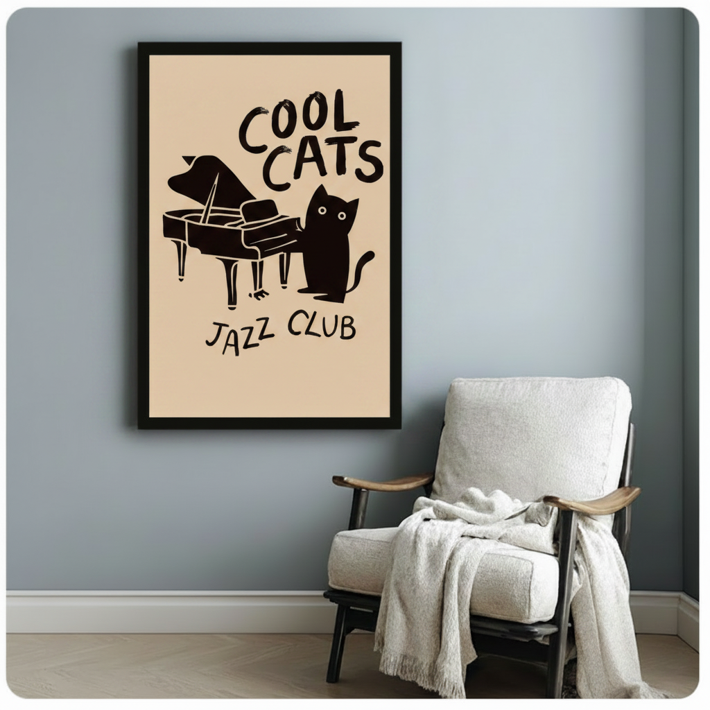Cool Cats Jazz Club Retro Canvas Wall Art