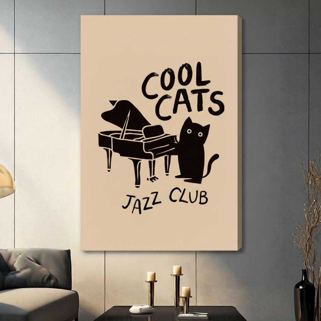 Cool Cats Jazz Club Retro Canvas Wall Art