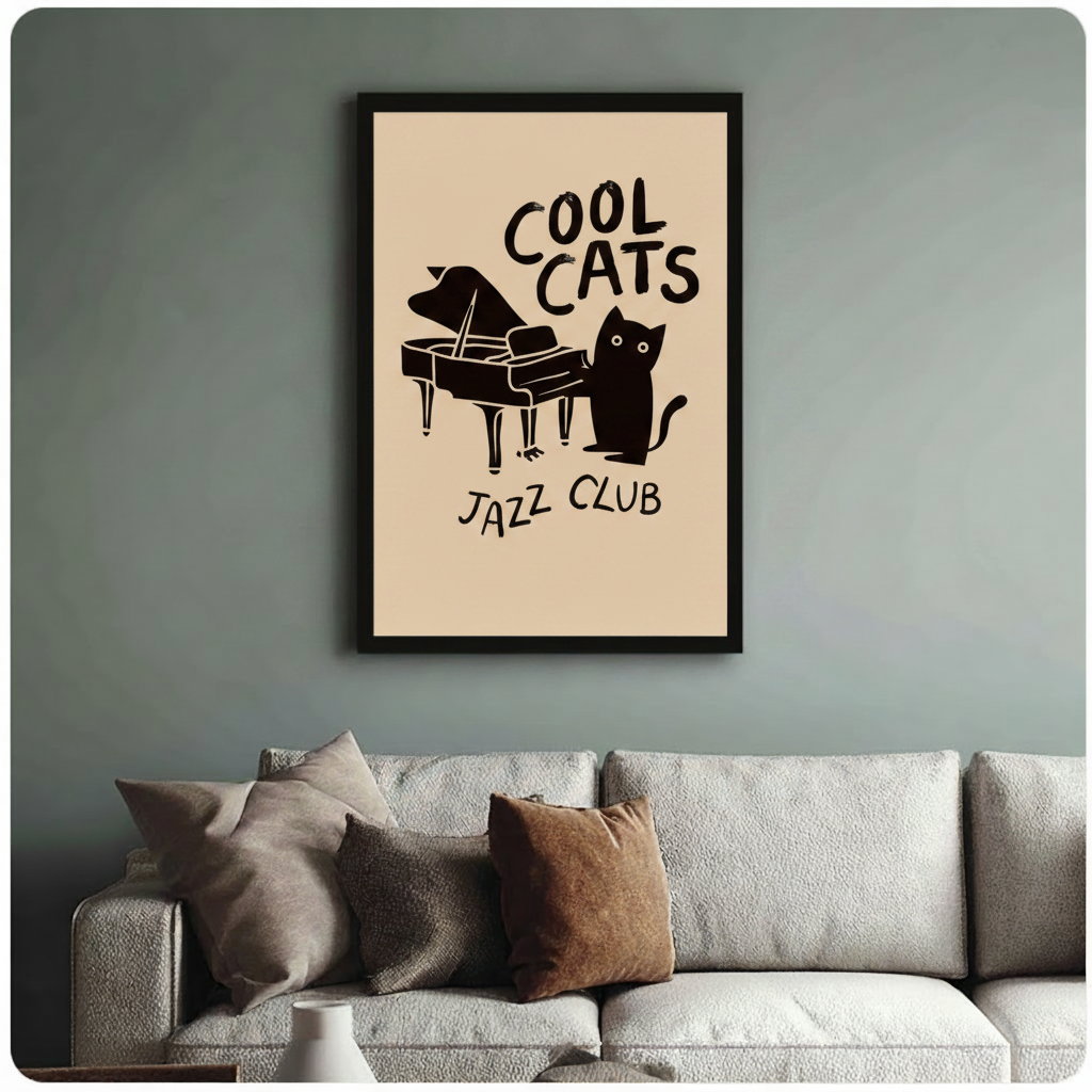 Cool Cats Jazz Club Retro Canvas Wall Art