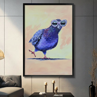 Cool Pigeon Sunglasses Funny Impressionist Oil Painting Canvas Art