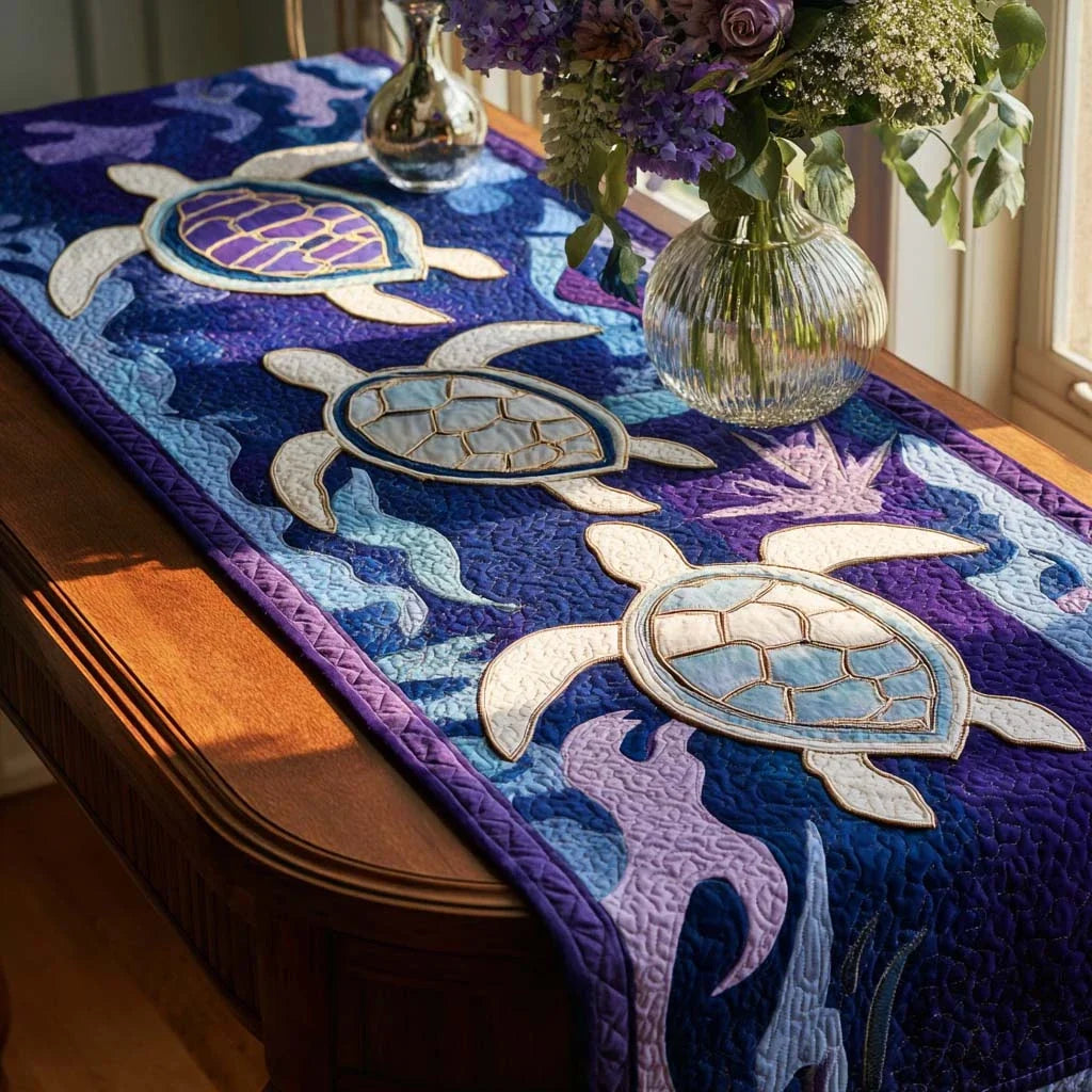 Coral Drift Quilted Table Runner