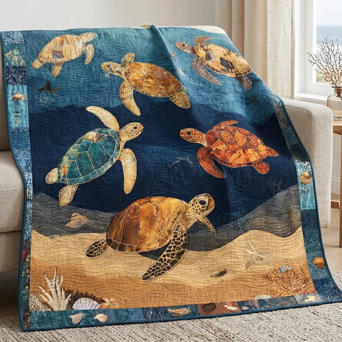 Coral Reefscape Quilt Blanket - Quilted Blanket by Wild and Way