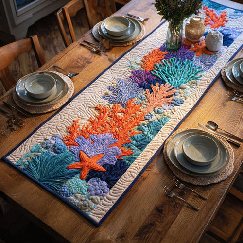 Coral Sea Quilted Table Runner