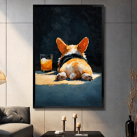 Drunk Corgi Oil Painting Canvas Wall Art