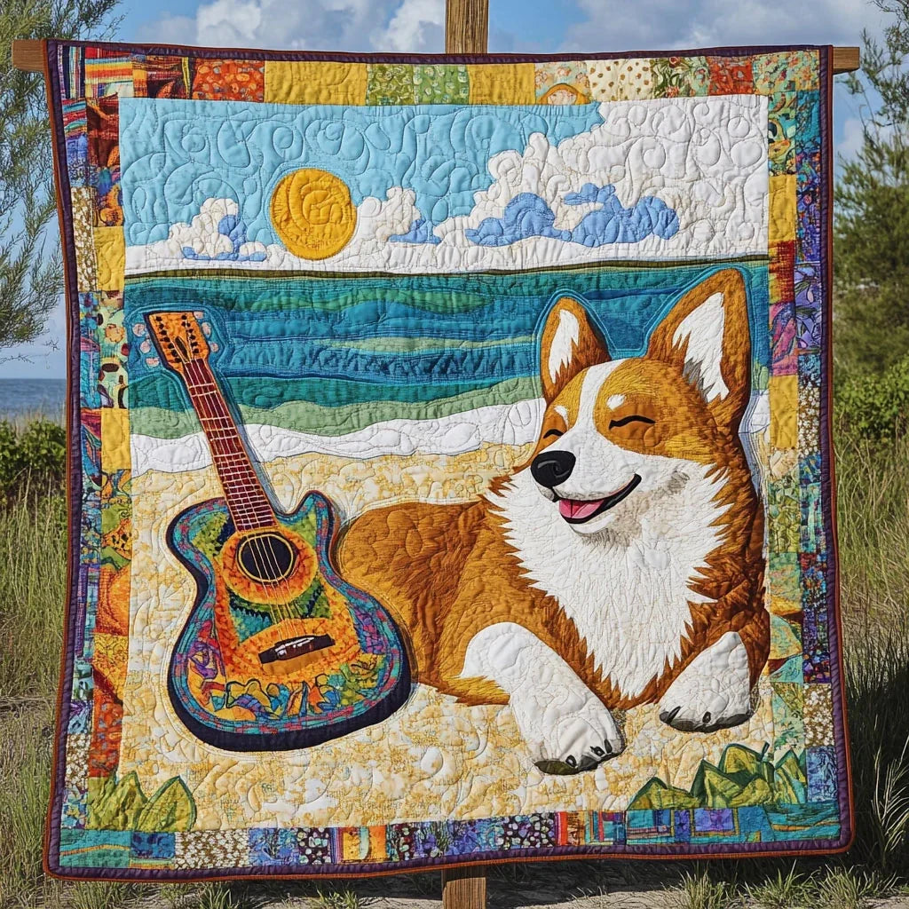 Corgi Chill Day Quilt Blanket