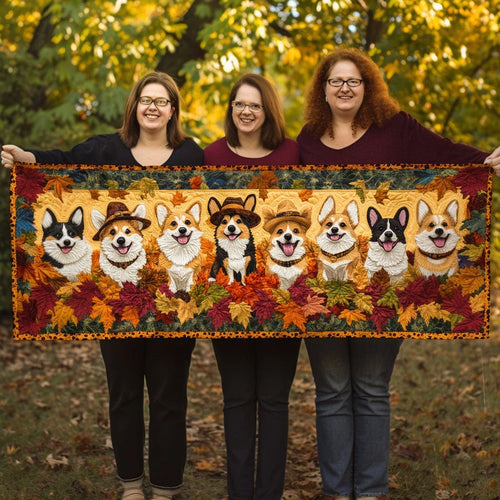 Corgi Cluster Quilted Table Runner