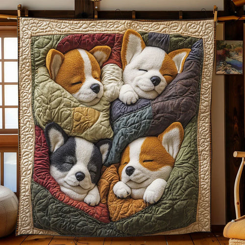 Corgi Friends Quilt Blanket