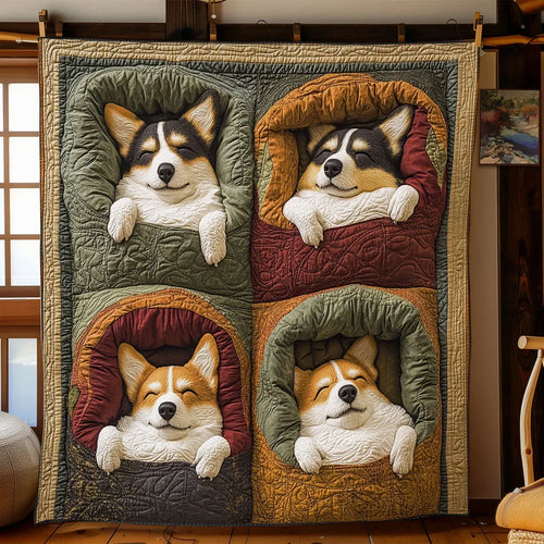 Corgi Gathering Quilt Blanket