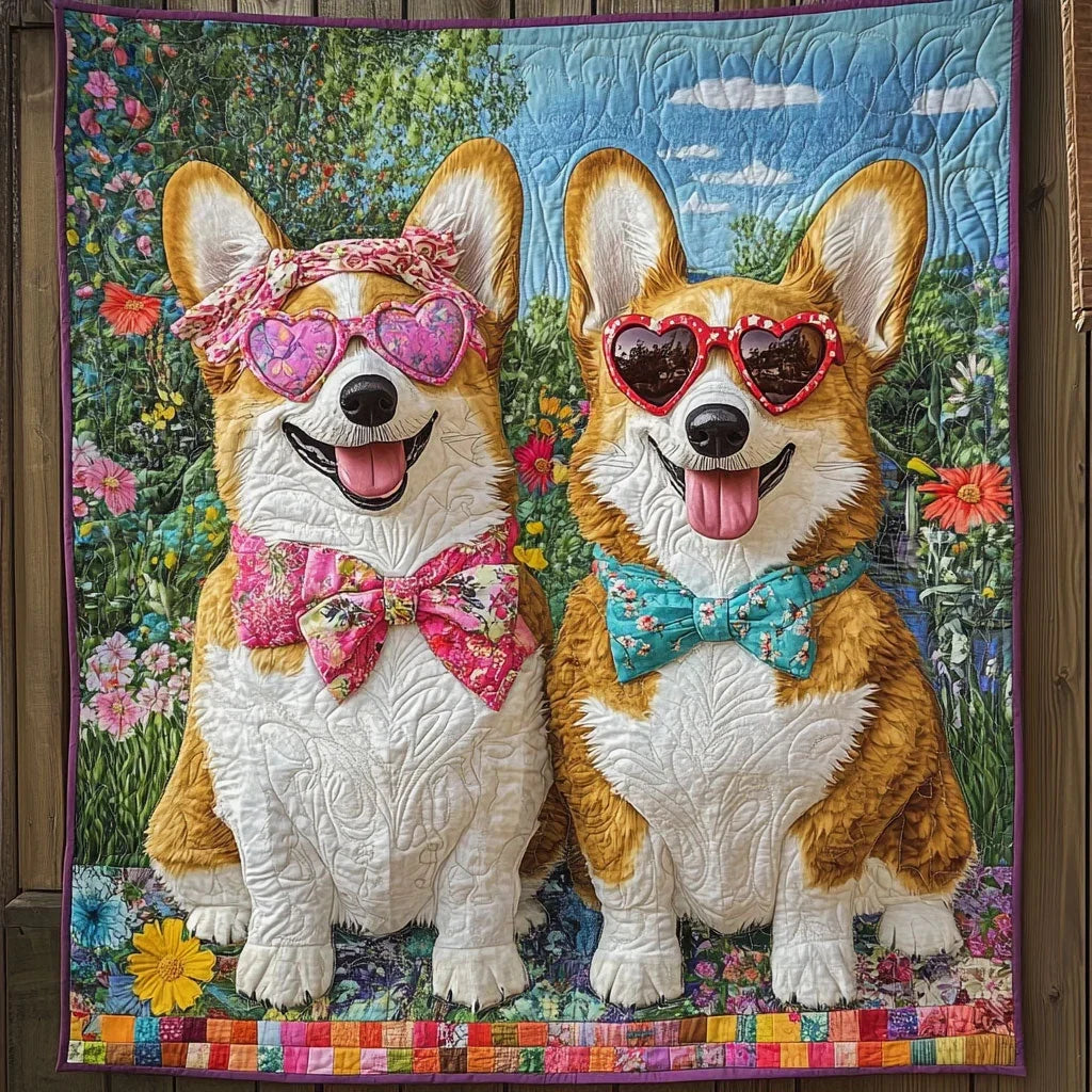 Corgi Love Quilt Blanket