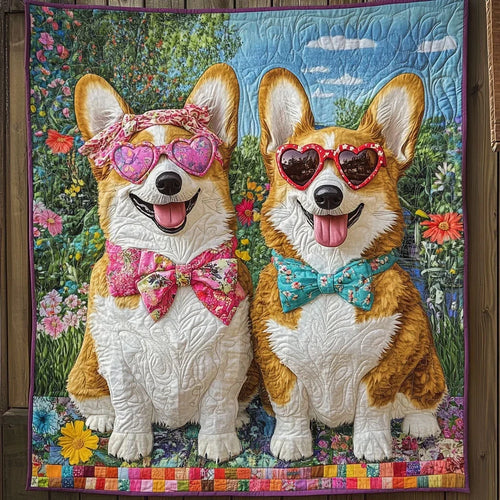 Corgi Love Quilt Blanket