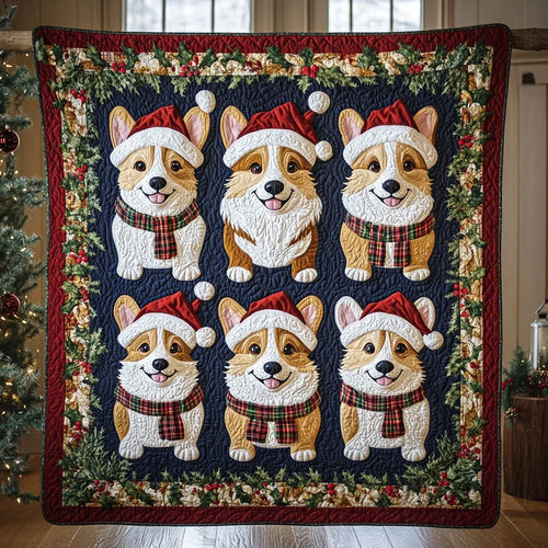 Corgi Patch Parade Quilt Blanket