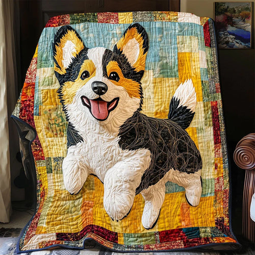 Corgi Patchwork Quilt Blanket